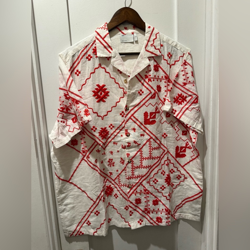 ASOS White and Red Patterned Shirt